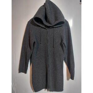 Fashion Bug wool hooded gray long knit sweater woman size small VINTAGE